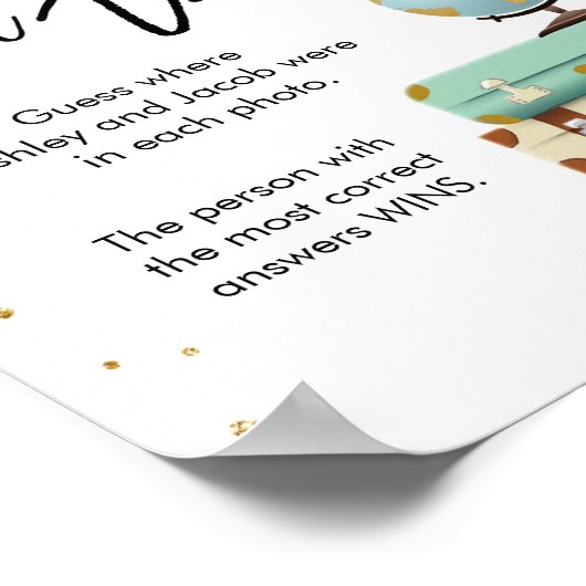 どこに旅行ブライダルシャワーのサインゲーム ポスター (角)