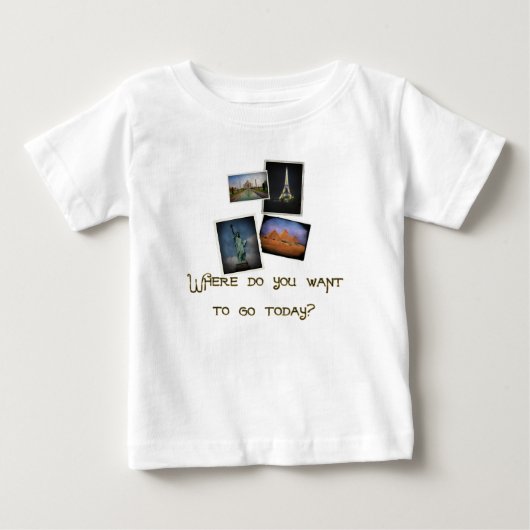 どこに行きたい? ベビーTシャツ (正面)