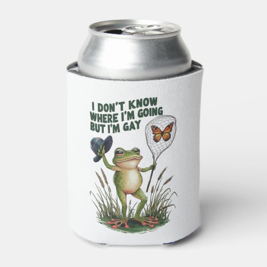 どこに行くのか分からないけどゲイカエル 缶クーラー (缶正面)
