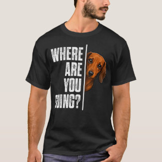 どこに行くのダックスフンド 笑えるウィーンダッグ Tシャツ