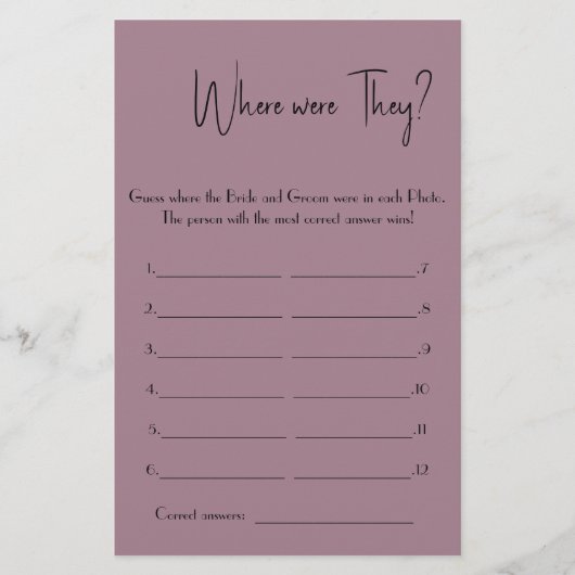 どこに行った?ブライダルシャワーゲームカードフライヤー チラシ (正面)