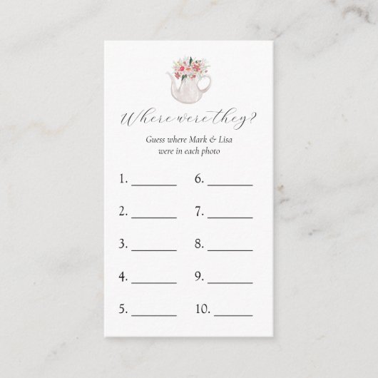 どこに行った？ブライダルシャワーゲーム エンクロージャーカード (正面)