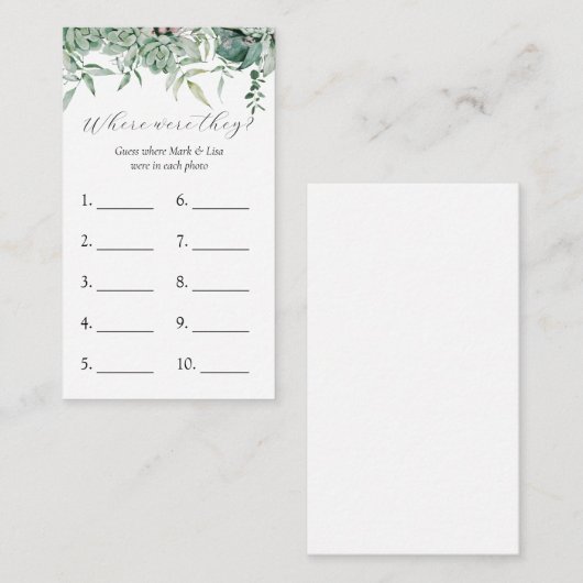 どこに行った？ブライダルシャワーゲーム エンクロージャーカード (正面/裏面)