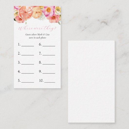 どこに行った？ブライダルシャワーゲーム エンクロージャーカード (正面/裏面)