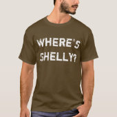どこにShellyありますか。 うわさ話のTシャツの男性ブラウン Tシャツ (正面)