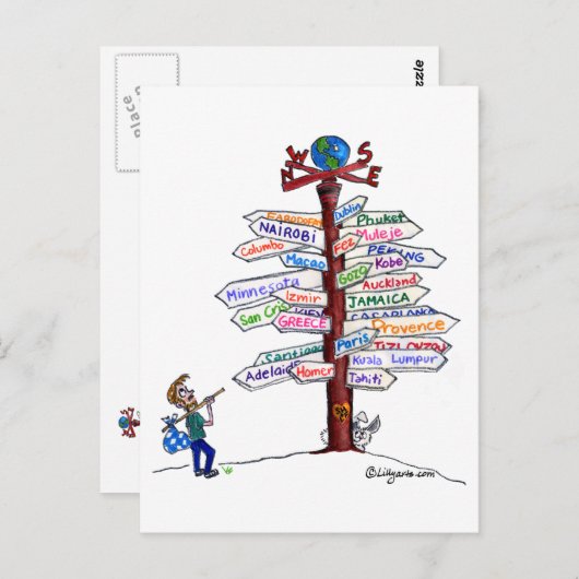 どこへ行く？道路シンボルや象徴はがきカスタマイズ ポストカード (正面/裏面)