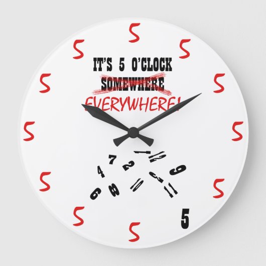 どこも5時だ ラージ壁時計 (正面)