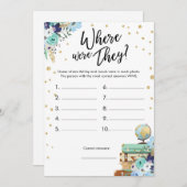 どこ彼らはブライダルシャワーゲーム旅行ブルー 招待状 (正面/裏面)