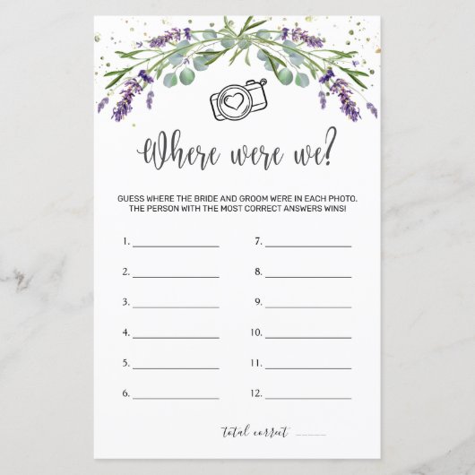 どこ我々はブライダルゲームeucalyptusラベンダー (正面)