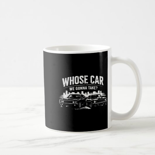 「どっちの車に乗ろうかな?」面白い自動車デザイン メンズ コーヒーマグカップ (右)