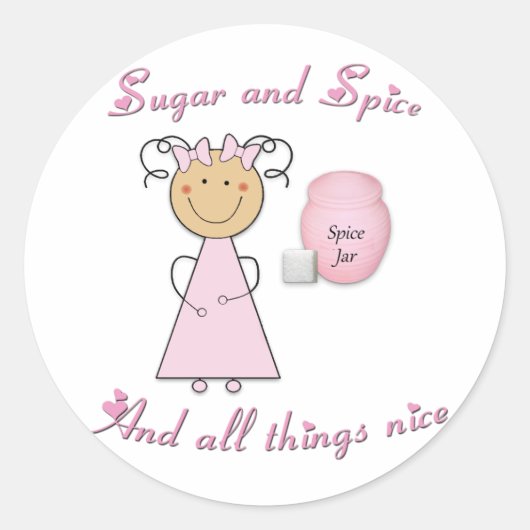 どのような小さな女の子で作られているか – 砂糖とスパイス ラウンドシール (正面)
