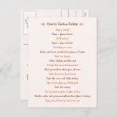 どのようにおもしろい調理師トルコ感謝祭レシピ シーズンポストカード (正面/裏面)