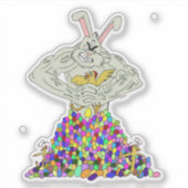 どのようにイースターバニーは彼の卵の正方形のステッカーを取得する シール (正面)