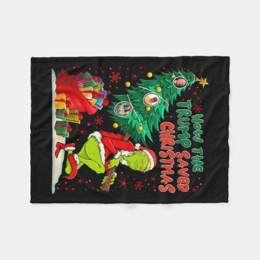 どのようにトランプの救クリスマおもしろいスの刺激 フリースブランケット (正面(横))