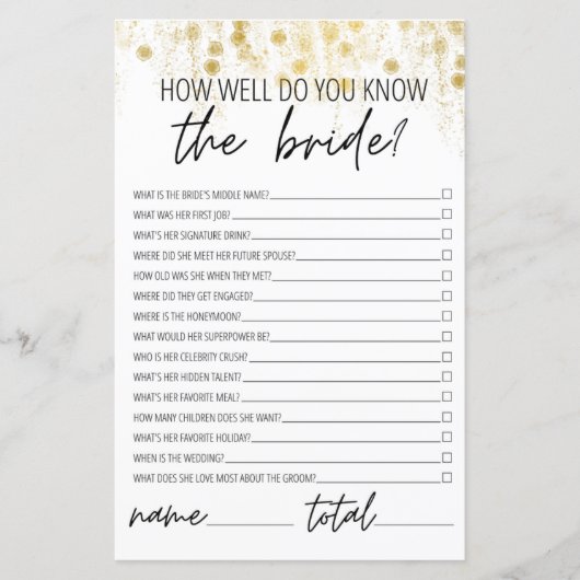 どのように知っている花嫁ブライダルシャワー光沢 (正面)