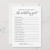 どのように知っている誕生日ガールゲームカード 招待状 (正面)