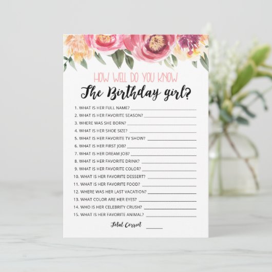 どのように知っている誕生日ガールゲームカード 招待状 (スタンド正面)