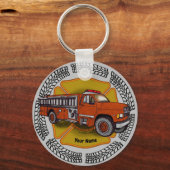 どのように私は転がファイアトラックカスタムの消防士のキーホルダー キーホルダー (正面)