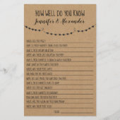 どのように良く知っているウェディングシャワーゲームカード チラシ (正面)