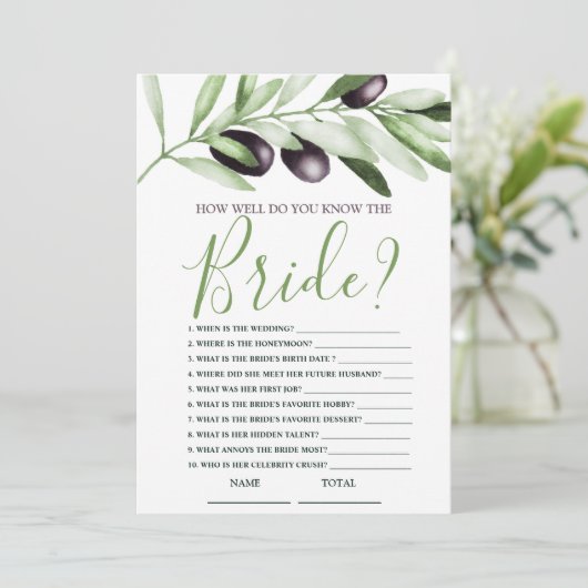 どのように良く知っている新婦オリーブ枝ブライダルシャワー 招待状 (スタンド正面)