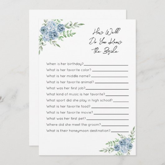 どのように良く花嫁のゲームを知っている – 青いフローラ プログラム (正面/裏面)