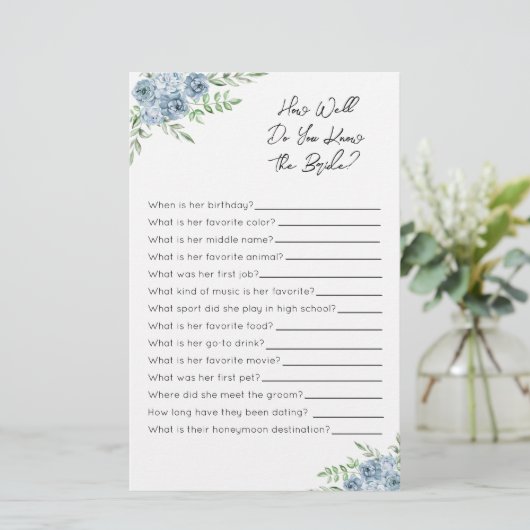 どのように良く花嫁を知っている – ブライダルシャワーゲーム (スタンド正面)