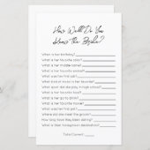 どのように良く花嫁を知っている – ブライダルシャワーゲーム (正面/裏面)