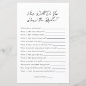 どのように良く花嫁を知っている – ブライダルシャワーゲーム (正面)