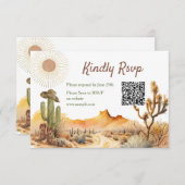 どのように西だった一つの誕生日カウボーイQr Rsvpカード サンキューカード (正面/裏面)