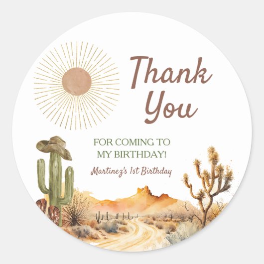どのように西は一つの誕生日カウボーイありがとう ラウンドシール (正面)