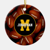 どのスクールクラブのfavチームカラーカスタムフットボール セラミックオーナメント (正面)