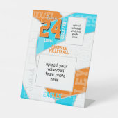 どのチームのカラーでもよいので、バレーボール選手とチームの写真を 台座サイン (正面)