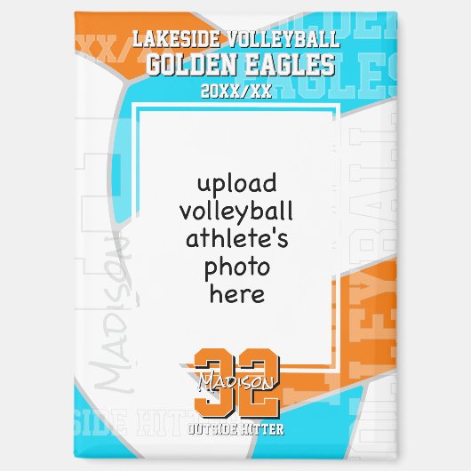 どのチームのカラーでもバレーボール選手の写真 マグネット (正面)