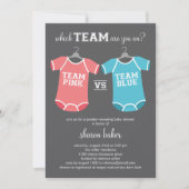 どのチーム？性別を明かすベビーシャワー 招待状 (正面)