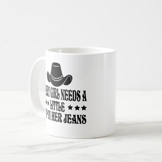 どの女の子もジーンズを少し引っ張る必要がある コーヒーマグカップ (正面左)