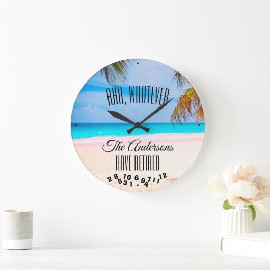 どの姓でも退職したなビーチがあるものは何でも、Ahh - ラージ壁時計 (ホーム)