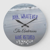 どの姓でも退職したなビーチがあるものは何でもAhh ラージ壁時計 (正面)