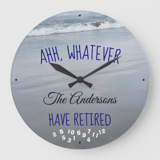 どの姓でも退職したなビーチがあるものは何でもAhh ラージ壁時計 (正面)