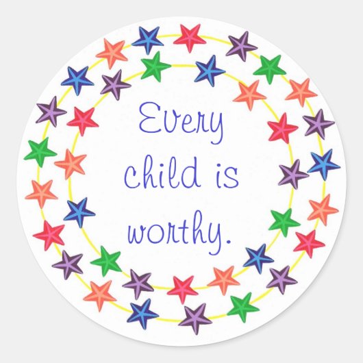 どの子もカラフル星に値する ラウンドシール (正面)