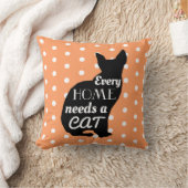 どの家も猫オレンジの水玉模様 クッション (ブランケット)