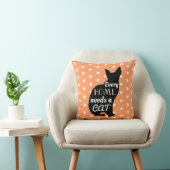 どの家も猫オレンジの水玉模様 クッション (椅子)