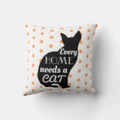 どの家も猫オレンジの水玉模様 クッション (裏面)