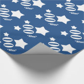 どの年の誕生日でも名前をカスタムするA02の青を主演します ラッピングペーパー (角)