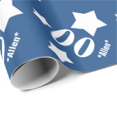 どの年の誕生日でも名前をカスタムするA02の青を主演します ラッピングペーパー (ロールコーナー)