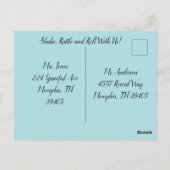 どの年齢にも使える、1950年代のダイナー・誕生日パーティーの招待状 ポストカード (裏面)