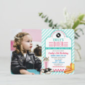 どの年齢にも - 1950年代のレトロなダイナー誕生日招待状 招待状 (スタンド正面)