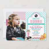 どの年齢にも - 1950年代のレトロなダイナー誕生日招待状 招待状 (正面)