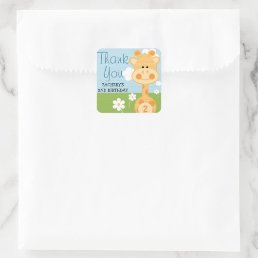 どの年齢の誕生日のキリンでもステッカー感謝していしています スクエアシール (バッグ)