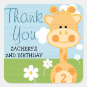 どの年齢の誕生日のキリンでもステッカー感謝していしています スクエアシール (正面)