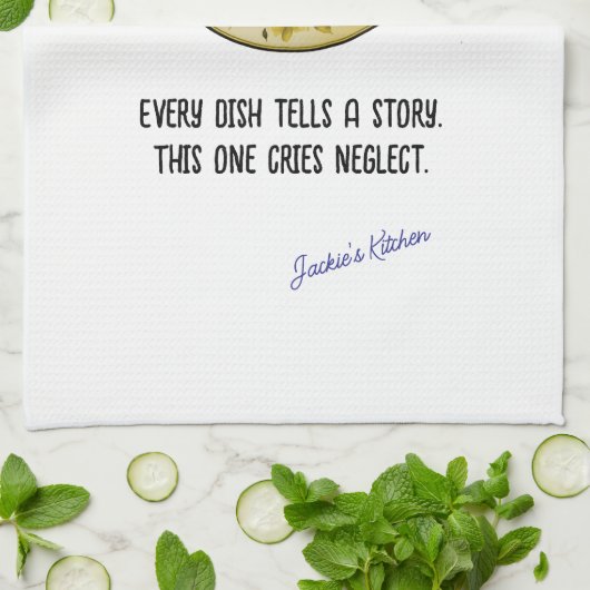 どの料理もストーリーおもしろいだパーソナライズされた キッチンタオル (折り畳み)